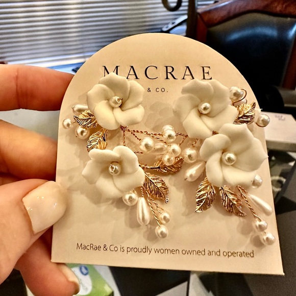 Macrame hand made earrings sterling silver post - Picture 3 of 3